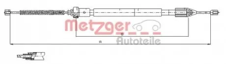 Трос ручника (задній) (R) Renault Clio II 98- (1415mm) METZGER 116598