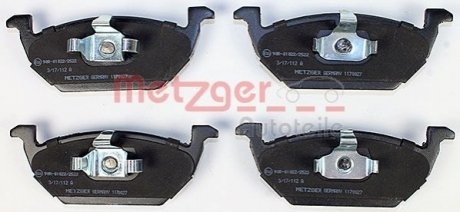 Тормозные колодки передние (без датчика) (19.8 мм) (система ATE) VAG 98- METZGER 1170027