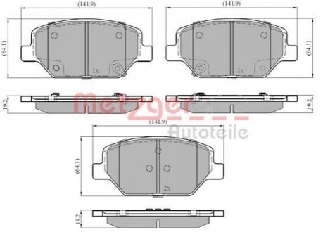 Тормозные колодки (передние) Opel Insignia B 17-/Chevrolet Camaro/Buick Envision 16- METZGER 1170880 (фото 1)