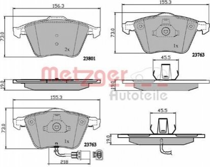 Тормозные колодки (передние) Audi A3/TT/Seat Leon 03-15/VW Golf VI/Jetta VI/Scirocco III 08-14 METZGER 1170881 (фото 1)