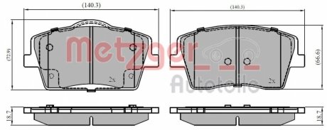 Колодки тормозные (передние) Volvo XC40 17-(с аксессуарами) METZGER 1170934 (фото 1)