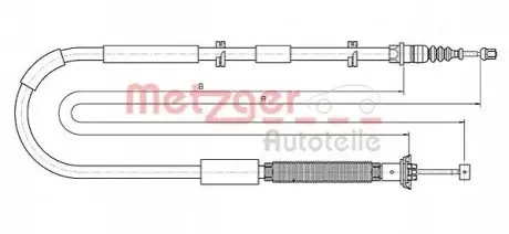 Трос ручника (задній) (L) Fiat Bravo/Stilo 01-14 (1786mm) METZGER 120723