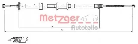 Трос ручника (задній) (L) Fiat Panda 03- (1425/1176mm) METZGER 120725