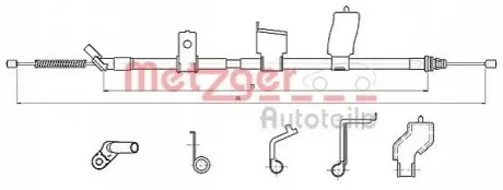 Трос ручника (задній) (L) Nissan Qashqai1.5/1.6/2.0 dCi 07-14 (1833mm) METZGER 170327
