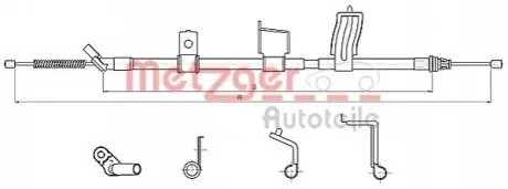 Трос ручника (задній) (R) Nissan Qashqai1.5/1.6/2.0 dCi 07-14 (1835mm) METZGER 170328