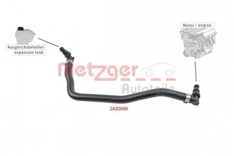 Патрубок радіатора MB C-class (W204)/E-class (W212) 07-15 (M271) METZGER 2420686 Купити в Україні