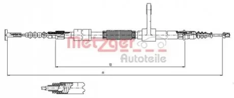 Трос ручного тормоза METZGER 25134
