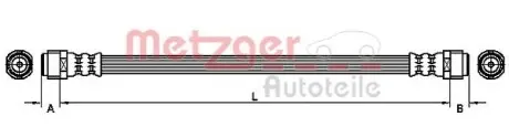 Шланг гальмівний (задній) VW Touareg 2.5-3.0TDI 02- (400mm) METZGER 4110360