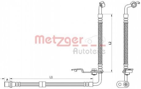 Тормозной шланг (передний) Mazda 6 07-13 (R) (600mm) METZGER 4110878 (фото 1)