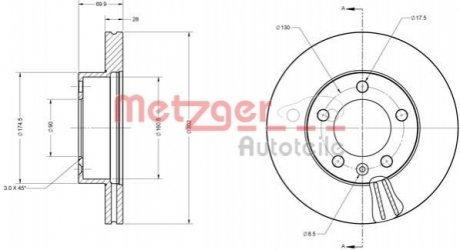 Гальмівний диск METZGER 6110687