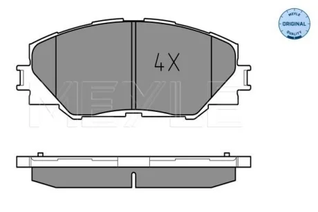 Комплект гальмівних колодок передн, TOYOTA AURIS, MARK X ZIO I, MIRAI, PRIUS PLUS, RAV 4 III, RAV 4 IV 1.8H-Electric 11.05 Meyle 0252433717