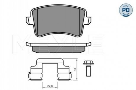 Тормозные колодки VW T. A4/A5/Q5 07- BEZ CZUJNIKA MEYLE 02524606172PD (фото 1)