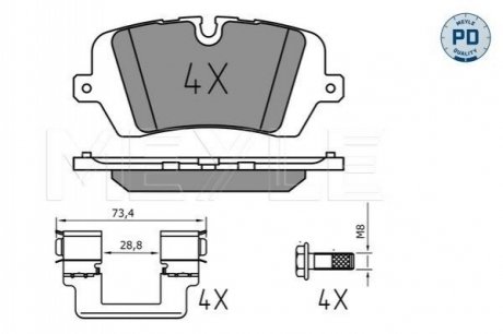 Тормозные колодки LAND ROVER T. DISCOVERY/RANGE ROVER 2,0-5,0 4X4 12- MEYLE 0252572016PD