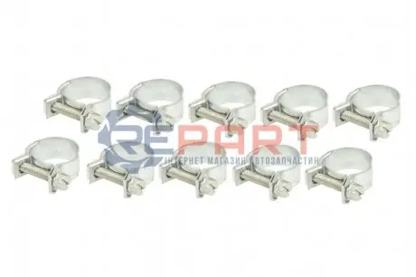 (EN) Screw band 52-03010608 комплектація 10шт, ширина 10 мм, максимальний діаметр 18мм, діаметр 16-18 мм, матеріал: гальванізований / (en) soft steel, вид сталі: W1 MIKALOR OSM0301060810SZT Купити в Україні