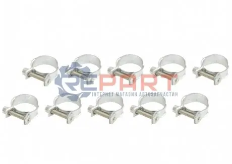 (EN) Screw band 52-03010616 комплектація 10шт, ширина 10 мм, максимальний діаметр 20мм, діаметр 18-20 мм, матеріал: гальванізований / (en) soft steel, вид сталі: W1 MIKALOR OSM0301061610SZT Купити в Україні