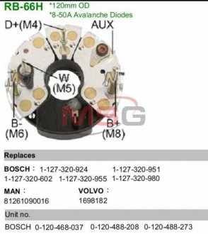 Диодный мост MOBILETRON RB66H (фото 1)