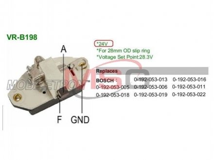 Регулятор напряжения генератора - VR-B198 (21543806, 21543906, 21544706) MOBILETRON VRB198 (фото 1)