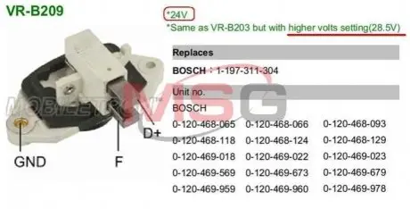 Фото Регулятор генератора MOBILETRON (VRB209) зображення 1