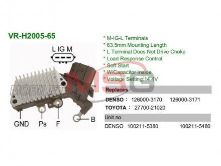 Регулятор генератора MOBILETRON VRH200565 (фото 1)