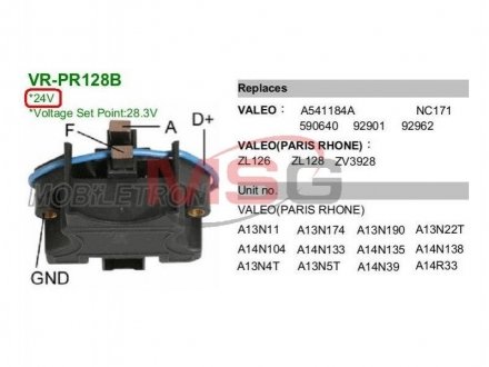 Регулятор напряжения генератора MOBILETRON VRPR128B (фото 1)