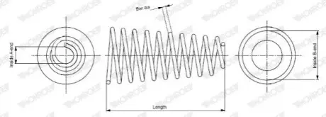 Пружина підвіски передн Лів/Прав FIAT PUNTO LANCIA Y NISSAN X-TRAIL III 1.1-2.0 09.93 MONROE SP0139