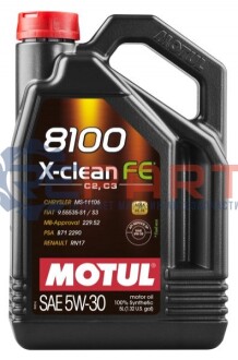 Олива 5W30 X-clean FE 8100 (5L) (ACEA C2/C3/API SN/CF/MB229.51/9.55535-S1/9.55535-S3/VW 502 00 505) MOTUL 814151 (фото 1)