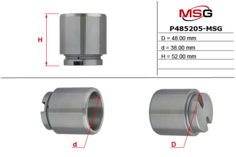 Поршень гальм. супорта зад. Ford Tranzit 2.TDCi 02 - (48x52) MSG P485205-MSG