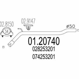 Промежуточная труба выхл. системы MTS 01.20740