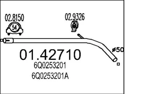 Труба выхлопного газа MTS 0142710