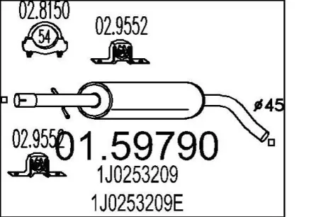 Глушник системи випуску (середній) MTS 01.59790 Купити в Україні