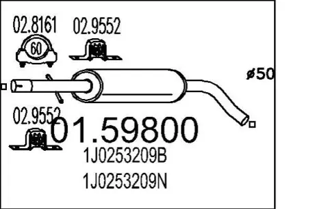 Глушник системи випуску (середній) MTS 01.59800