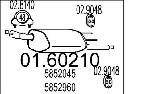 Глушник вихлопних газів (кінцевий) MTS 0160210 (фото 1)