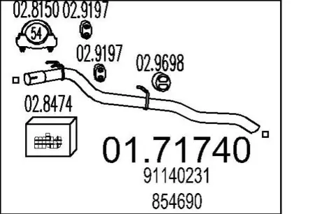 Труба выхлопного газа MTS 0171740