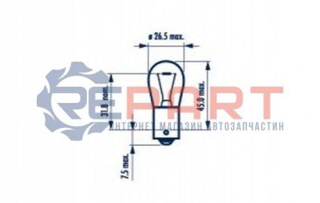 Автолампа P21W BA15s 21 W прозрачная NARVA 17635 (фото 1)