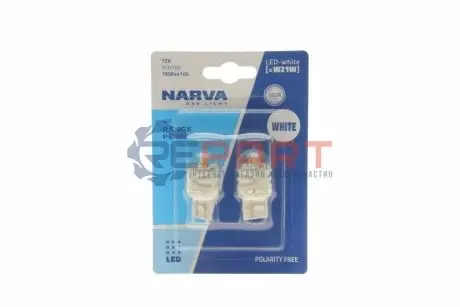 Автолампа W21W 12V 2.2W W3x16d LED (біла) (к-кт 2 шт.) NARVA 180844100 Купити в Україні