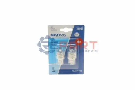 Фото Автолампа W21W 12V 1.73W W3x16d LED (червона) (К-кт 2 шт.) NARVA (180874100) изображение 1