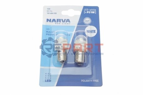 Автолампа P21W 12V 2.2W BA15s LED (белая) (к-кт 2 шт).) NARVA 181484100 (фото 1)