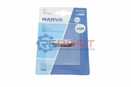 Автолампа 12V 0,6W SV8.5 (9.8x38mm) Festoon (LED) (blister/1шт) (6000K) NARVA 181714000 Купити в Україні