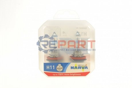 Автолампа H11 12V 55W PGJ19-2 Range Power 150 (к-кт 2 шт.) NARVA 481012100