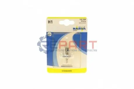 Автолампа H1 12V 55W P14.5s Standard (Blister) NARVA 483204000 Купити в Україні