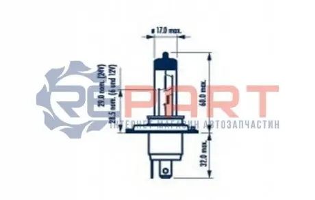 Фото Лампа H4 24V 75/70W P43t STANDARD NARVA (48892) зображення 1