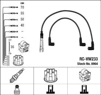 Комплект проводів запалювання VW POLO III 1.0 10.94-10.99 NGK 0964