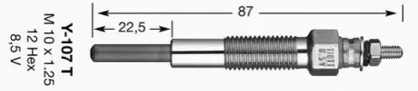 Свічка накалу Y-107T MAZDA 626 II, E 2.0D/2.2D 01.83-12.03 NGK 1253