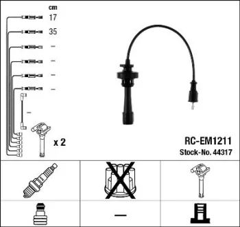 Провода зажигания Mitsubishi Lancer 2.0 92-13/Outlander 2.0 03-06 (RC-EM1211) NGK 44317