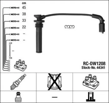 Комплект проводів запалювання CHEVROLET AVEO, AVEO / KALOS, SPARK 1.0-1.2LPG 06.06 NGK 44341