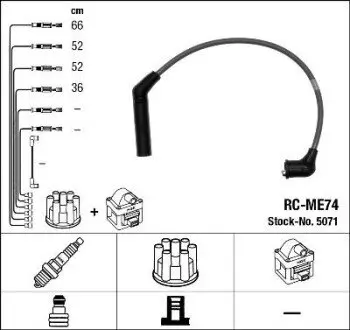 Комплект проводів запалювання MITSUBISHI COLT III, COLT IV, COLT V, LANCER IV, LANCER V, LANCER VI, MIRAGE IV 1.3 04.88-09.03 NGK 5071