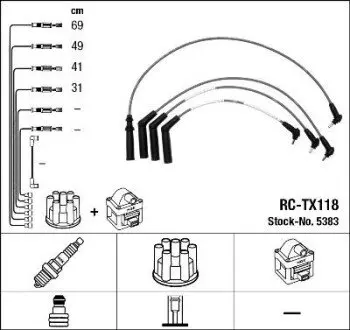 Комплект проводів запалювання TOYOTA COROLLA, STARLET 1.3 12.89-07.99 NGK 5383 Купити в Україні
