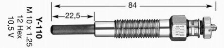 Свеча накаливания 10.5V (M10x1.25) Mitsubishi - (MM401621, MM40162102, MM40162101) NGK 6825