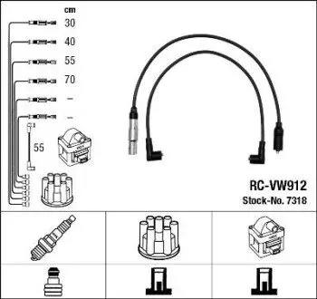 Комплект проводів запалювання VW GOLF III, GOLF IV 1.6 07.94-06.02 NGK 7318