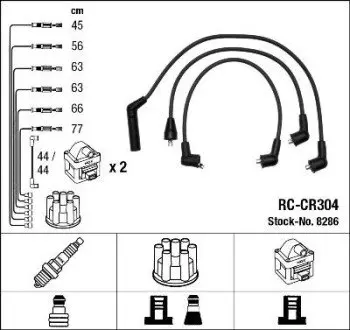 Комплект проводів запалювання CHRYSLER LE BARON, SARATOGA, VOYAGER I, VOYAGER II DODGE CARAVAN PLYMOUTH VOYAGER 3.0 10.87-03.01 NGK 8286 Купити в Україні
